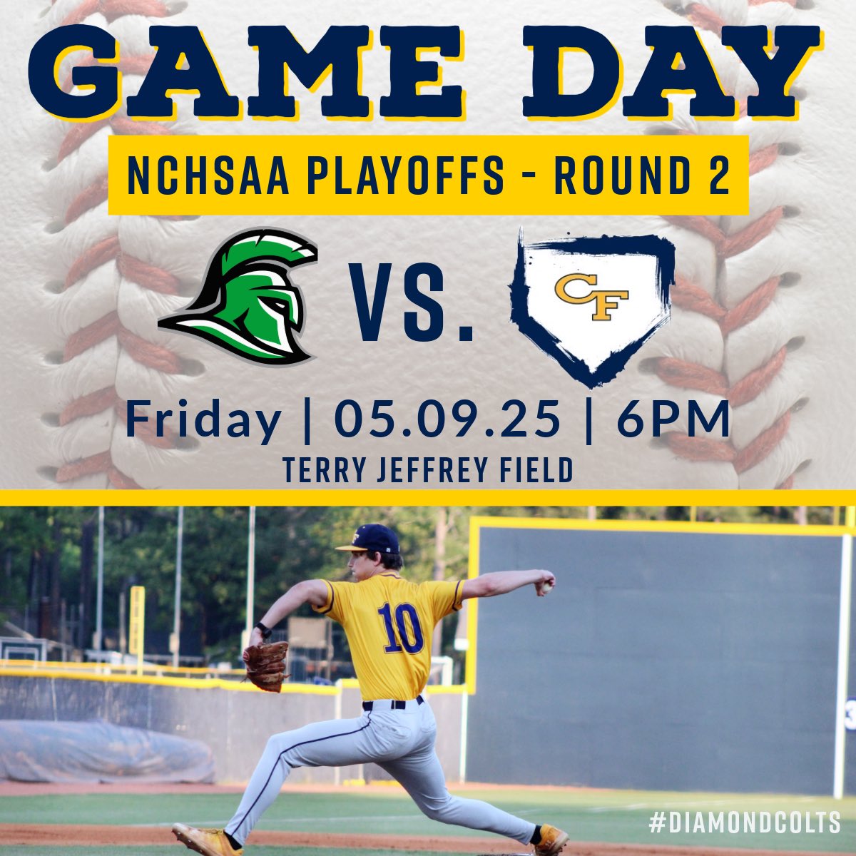 Colts are home for the 2nd round of the NCHSAA playoffs tonight! See you at the TJ, Colt Country!