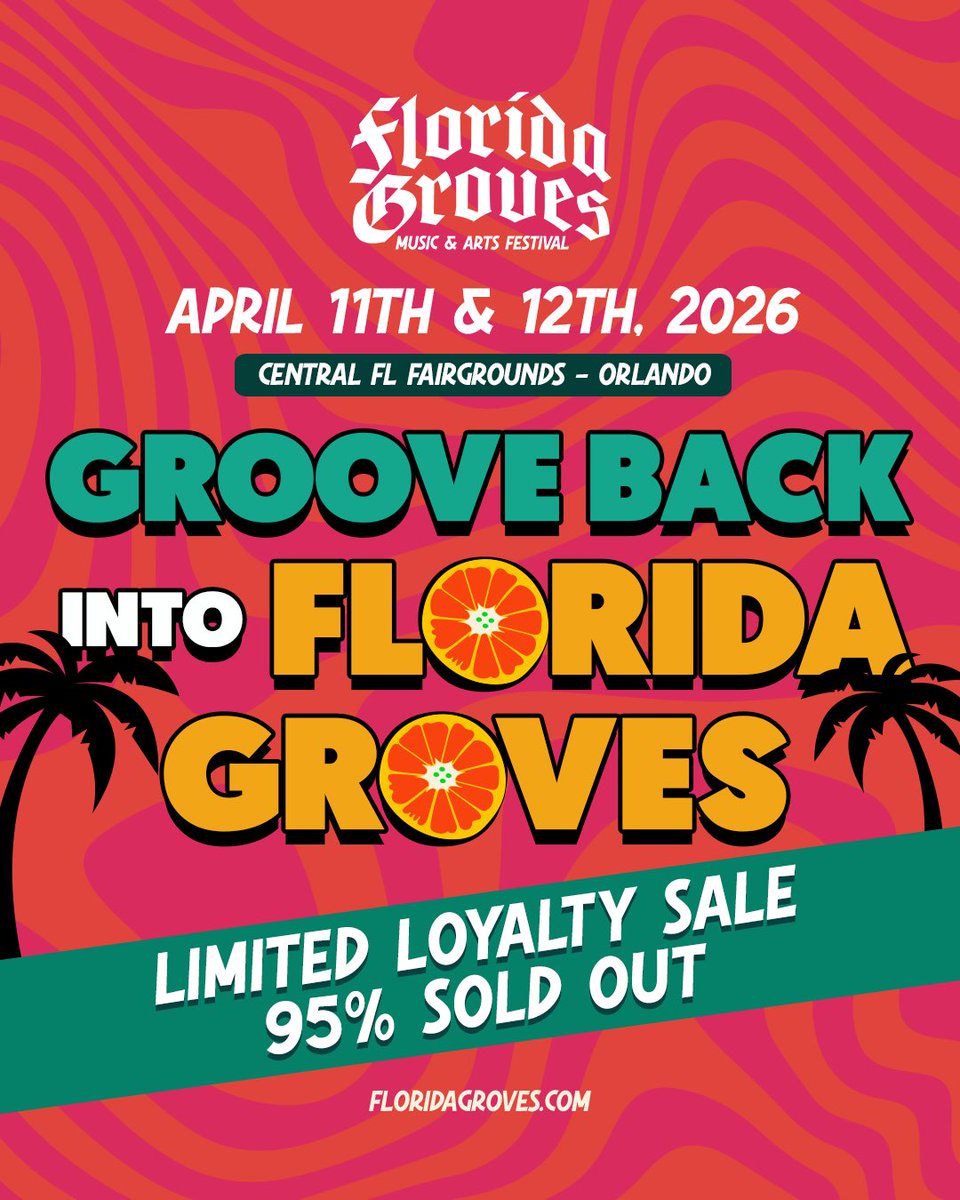 🚨Last call!🚨 The Limited Loyalty Sale is 95% SOLD OUT and ends at MIDNIGHT!⏳ 

Don’t miss your chance to lock in the best price. This deal is disappearing fast. This is the cheapest price you'll get for next year's Florida Groves, so get your tickets now before it’s too late!