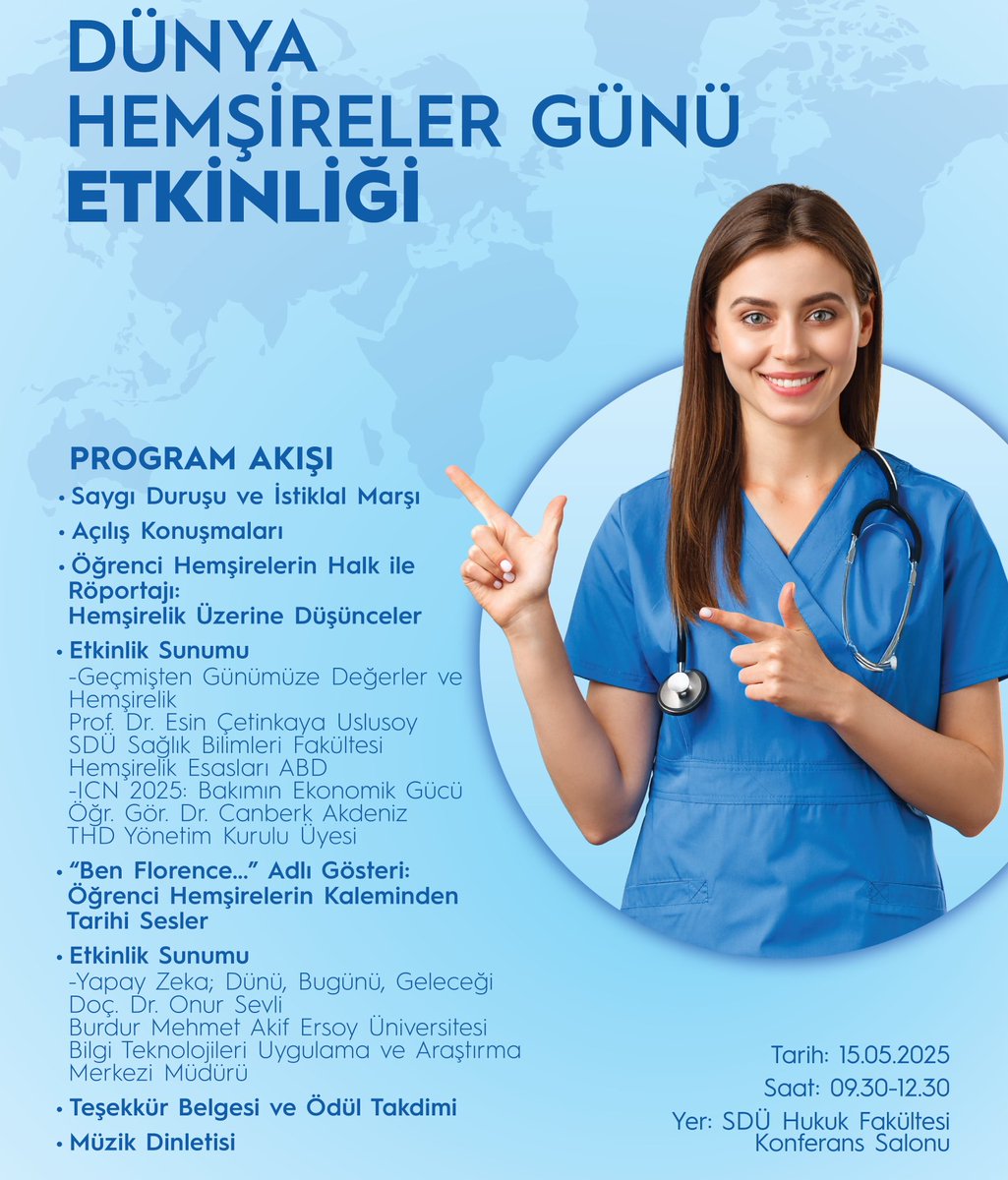 Merkez Müdürümüz Doç. Dr. Onur Sevli, “Yapay Zeka: Dünü, Bugünü, Geleceği” konulu sunumu ile Dünya Hemşireler Günü etkinliği kapsamında Süleyman Demirel Üniversitesi Sağlık Bilimleri Fakültesi’nin konuğu olacak.