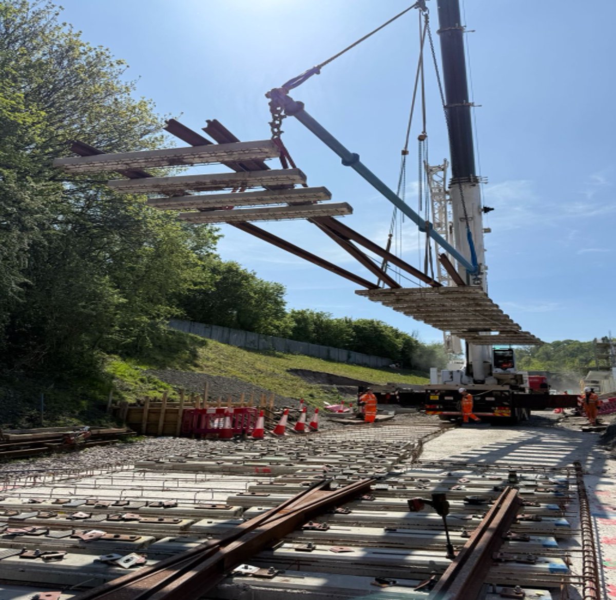 An exciting one this week on the Wednesbury to Brierley Hill extension, as the track pieces for the Switch &amp; Crossing have been lifted into place on Tipton Road.