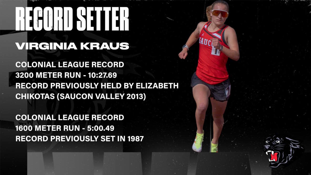 Colonial League Record!  Congratulations Virginia Kraus on two new Colonial League Records capturing Gold Medals in the 3200m and 1600m run!  #SVPanthers