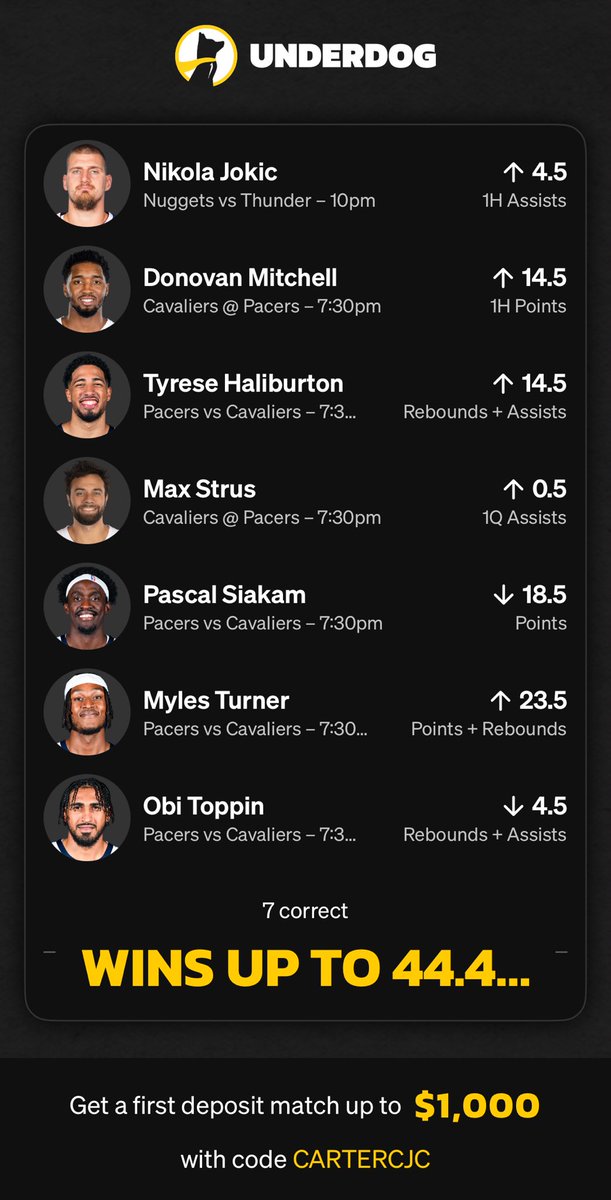 play.underdogfantasy.com/es-Ng2LhBB9o7

Like the value on these plays 🔒

$10 to a follower who reposts if we green ✅