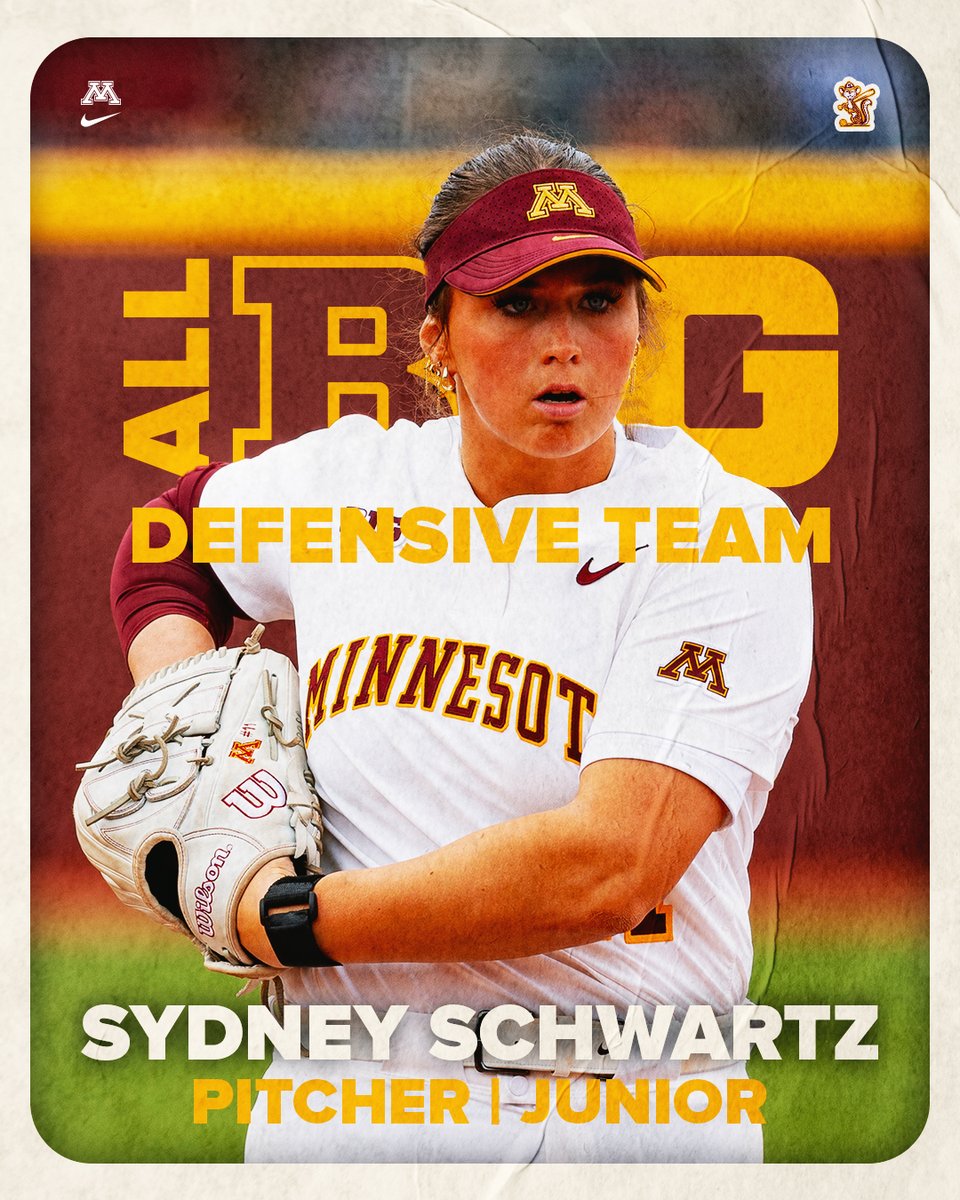 Minnesota Softball (@gophersoftball) on Twitter photo .<a href="/syddschwartz11/">Sydney Schwartz</a> is a <a href="/B1Gsoftball/">Big Ten Softball</a> All-Defensive Team member!
The junior threw 6⃣ shutouts this season to rank 2nd in the <a href="/bigten/">Big Ten Conference</a> and 7th nationally! #SkiUMah .<a href="/syddschwartz11/">Sydney Schwartz</a> is a <a href="/B1Gsoftball/">Big Ten Softball</a> All-Defensive Team member!
The junior threw 6⃣ shutouts this season to rank 2nd in the <a href="/bigten/">Big Ten Conference</a> and 7th nationally! #SkiUMah