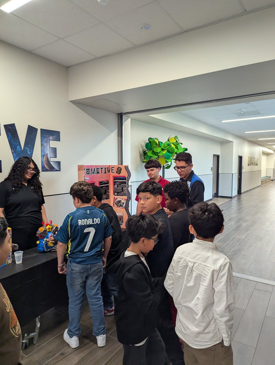 HHS Career and Technology Students at NBE today for Career Day! Students helping students! 💜💜