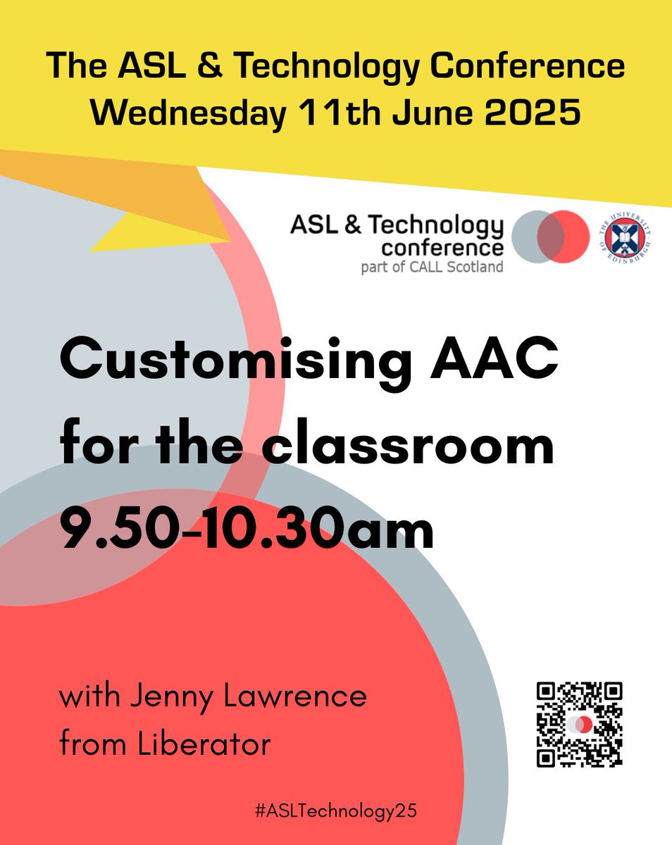 ASL &amp; Technology Conference 11.6.25

Join Jenny from @liberatorltd between 9.50-10.30 as she shares how personalised AAC can make all the difference for learners who need it.

#ASLTechnology25