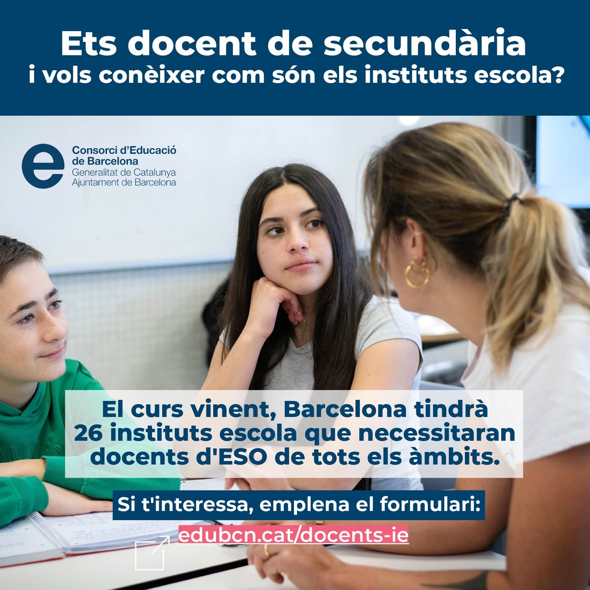 El proper curs serem l' Institut Escola Canyelles. 
Si sou docents de Secundària i voleu conèixer els Instituts Escola llegiu aquesta informació! Busquem professorat!
Bon cap de setmana, famílies i amics/gues 
 de l'Escola Tomàs Moro.