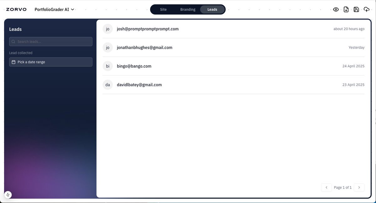 zorvo.ai now hosts the leads for the micro sites for you. No need to setup a DB or configure a custom form.