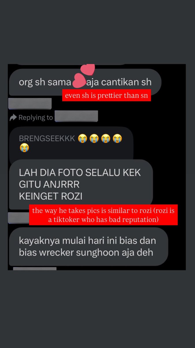 endlesslibre's tweet photo. MASSIVE RNB 🚨 

These people have a gdm to h*te on sn comfortably, called sn with bad words such as 'bOti' that has close meaning to f4gg*t if it's used in negative way

SHAME ON YOU @hoonceio @wwinberrys @daisyyhoon @rubyjjaes @fluffypsh @acilsayangku https://t.co/uYFOCQ47Oi