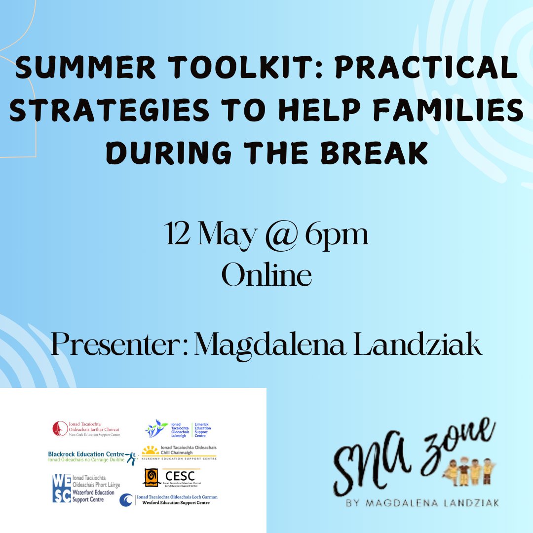 This webinar draws on guidance from the NCSE Relate Programme &amp; the Department of Education’s 'Understanding Behaviours of Concern' document to support SNAs &amp; educators in fostering connection, emotional regulation &amp; positive transitions for all. cesc.ie/sna-courses/36…