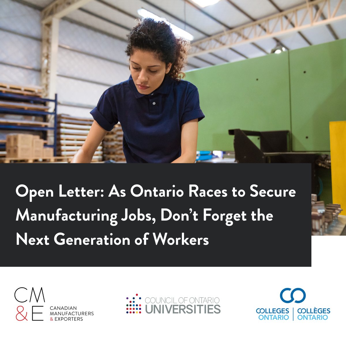 CME Ontario Division (@cme_ont) on Twitter photo Over 22,000 workers are estimated to leave the manufacturing sector every year between now and 2033.
We've teamed up with <a href="/CollegesOntario/">Colleges Ontario</a> and <a href="/OntUniv/">Ontario's Universities</a> to call for investment in post-secondary education.
Read our open letter: cme-mec.ca/initiatives/op… Over 22,000 workers are estimated to leave the manufacturing sector every year between now and 2033.
We've teamed up with <a href="/CollegesOntario/">Colleges Ontario</a> and <a href="/OntUniv/">Ontario's Universities</a> to call for investment in post-secondary education.
Read our open letter: cme-mec.ca/initiatives/op…