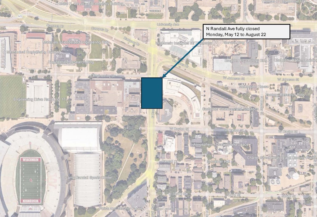 Starting Monday, May 12, North Randall Avenue will be fully closed to traffic, between Campus Drive and West Dayton Street. 

Read the full #NewsRelease: ow.ly/7rrK50VOxRR