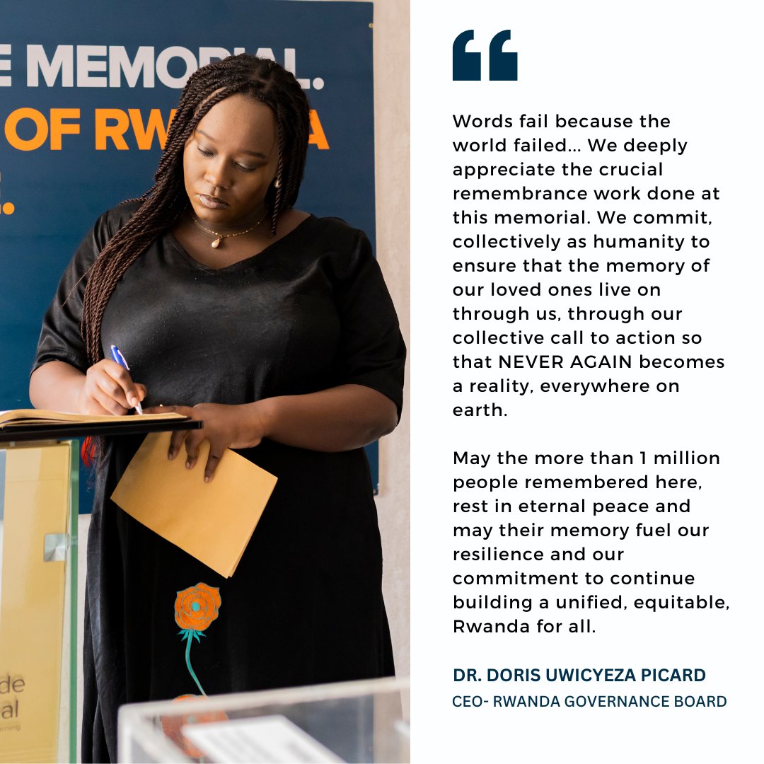 Kigali Genocide Memorial (@kigali_memorial) on Twitter photo "Words fail because the world failed... We commit, collectively as humanity to ensure that the memory of loved ones live on through us, ... " <a href="/DodoPicard/">Doris 🇷🇼</a>, CEO <a href="/GovernanceRw/">Rwanda Gov Board</a> wrote in our guestbook. #Kwibuka31 "Words fail because the world failed... We commit, collectively as humanity to ensure that the memory of loved ones live on through us, ... " <a href="/DodoPicard/">Doris 🇷🇼</a>, CEO <a href="/GovernanceRw/">Rwanda Gov Board</a> wrote in our guestbook. #Kwibuka31