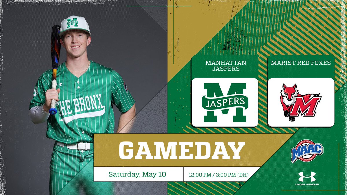 Manhattan Baseball (@jaspersbaseball) on Twitter photo Let’s play ✌️
🆚: <a href="/Marist_BSB/">Marist Baseball</a>
⏰: 12:00 PM / 3:00 PM (DH)
📍: William J. Bonomo Memorial Field (Garden City, NY)
📈: bit.ly/3DLXhan
#GoJaspers | #ManhattanProject🟢⚪️ Let’s play ✌️
🆚: <a href="/Marist_BSB/">Marist Baseball</a>
⏰: 12:00 PM / 3:00 PM (DH)
📍: William J. Bonomo Memorial Field (Garden City, NY)
📈: bit.ly/3DLXhan
#GoJaspers | #ManhattanProject🟢⚪️
