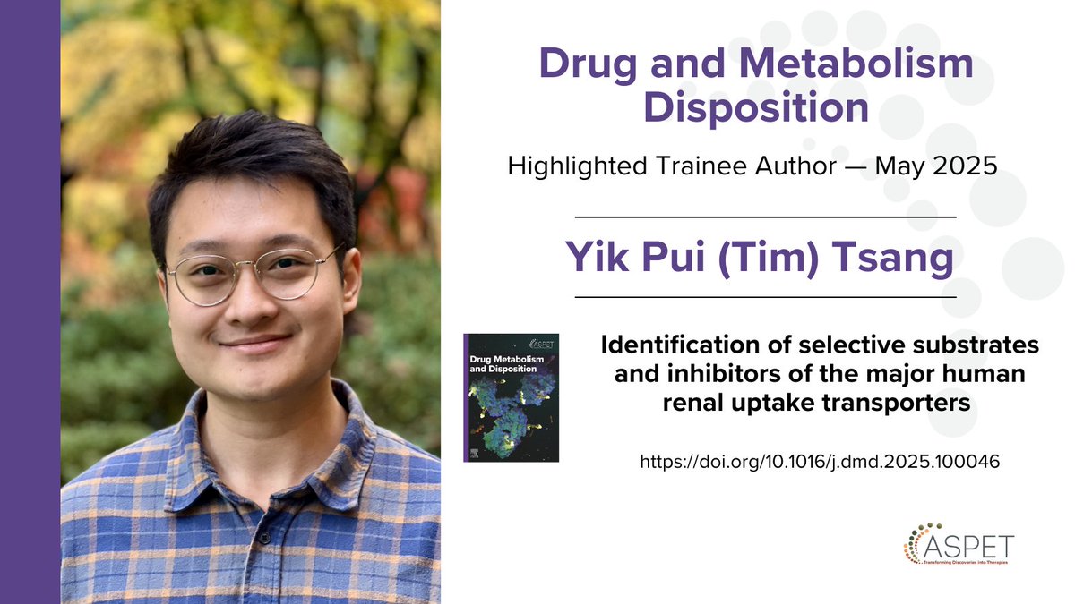 DMD (ASPET) (@dmd_journal) on Twitter photo Tim Tsang, a PhD student at <a href="/UW_Pharmacy/">UW School of Pharmacy</a>, is the May Highlighted Trainee Author for DMD. “I hope my research will establish a foundational understanding of how inflammation and pregnancy influence the expression and activity of renal drug transporters."
doi.org/10.1016/j.dmd.… Tim Tsang, a PhD student at <a href="/UW_Pharmacy/">UW School of Pharmacy</a>, is the May Highlighted Trainee Author for DMD. “I hope my research will establish a foundational understanding of how inflammation and pregnancy influence the expression and activity of renal drug transporters."
doi.org/10.1016/j.dmd.…