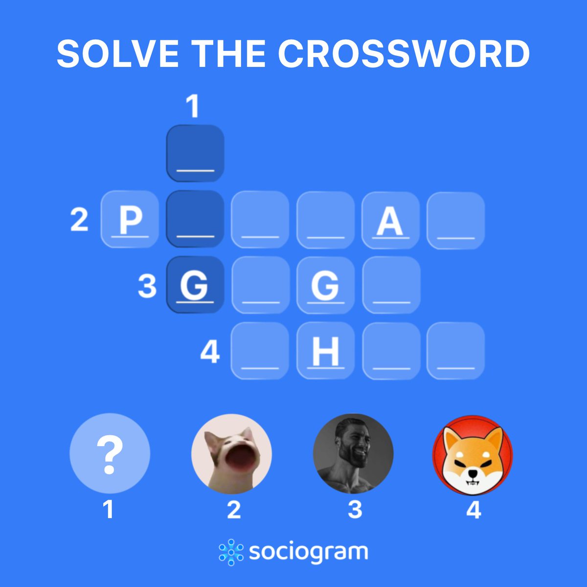 Solve the crossword &amp; Share $50 in USD₮

- ♥️+ 🔄 this post
- Tag the first #memecoin

5 winners | $10 in USD₮ each
Draw: May 16

Earn more here: sociogram.org