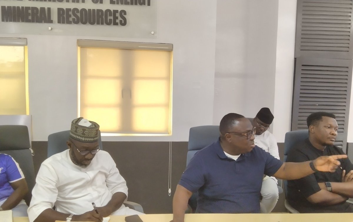 L-R Engr. Akinsemoyin Gbolahan, LASWA, Mr. Biodun Ogunleye, HC MEMR, Engr. Gbolahan Toriola, PS Housing, Overseeing MEMR, during a meeting with representatives of LASWA, at the Conference room on Friday discussing the OMI EKO project.