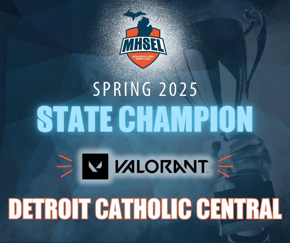 Congratulations to our Spring 2025 Valorant State Champions, <a href="/DCCEsports/">Detroit Catholic Central Esports</a>! 🏆 Your dedication and teamwork throughout the season have truly paid off. Well done, Shamrocks! 🎮☘️

<a href="/playvs/">PlayVS</a>
<a href="/massp/">Michigan Principals</a>