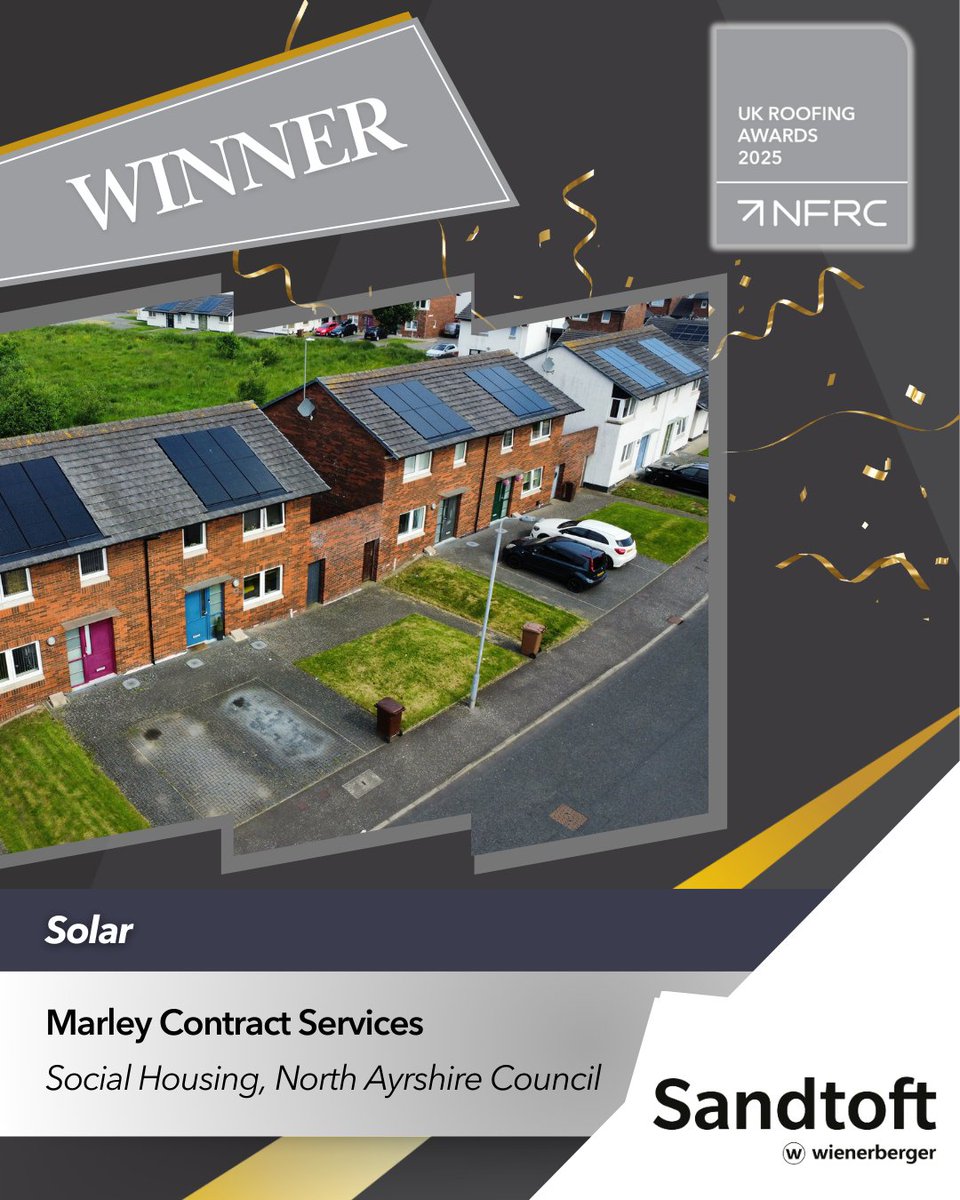 UK Roofing Awards (@ukroofingawards) on Twitter photo ๐ Congratulations to Marley Contract Services with their project Social Housing, North Ayrshire Councilโ๐ช๐๐ก๐ก๐๐ฅ๐ฆ of the Solar category, sponsored by Sandtoft <a href="/wienerbergeruk/">wienerberger UK</a>
#RA2025 ๐ Congratulations to Marley Contract Services with their project Social Housing, North Ayrshire Councilโ๐ช๐๐ก๐ก๐๐ฅ๐ฆ of the Solar category, sponsored by Sandtoft <a href="/wienerbergeruk/">wienerberger UK</a>
#RA2025