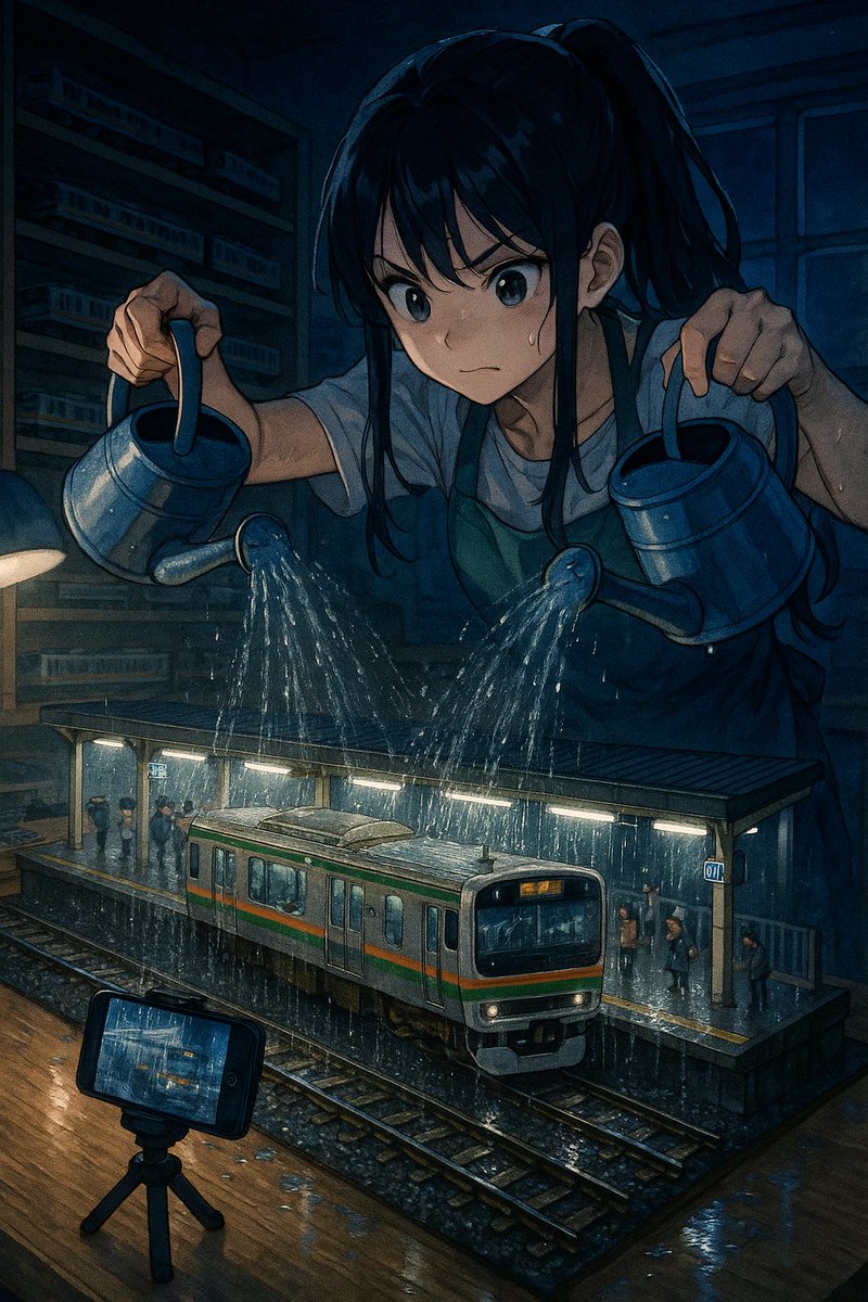 hiyodorixxxx's tweet photo. どしゃぶり鉄道駅作り https://t.co/d4l6gbWKvT