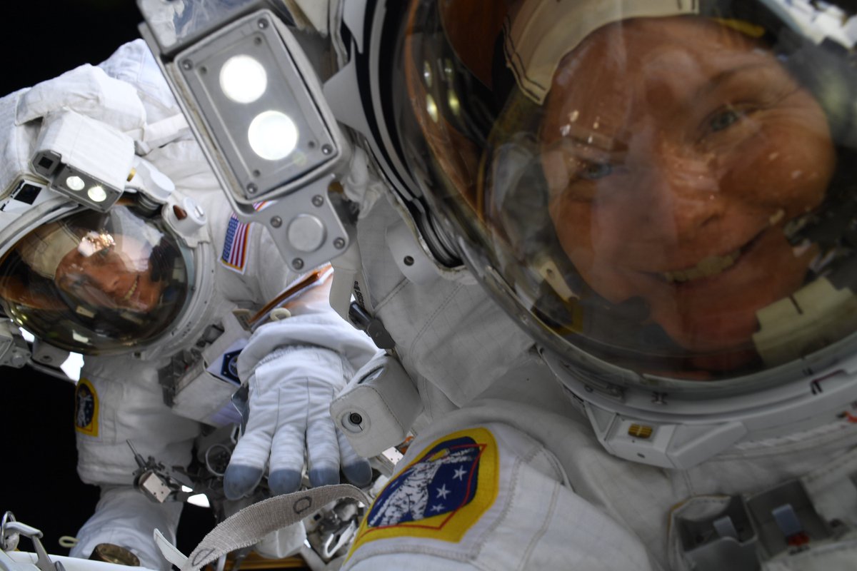 COL Anne McClain (@astroannimal) on Twitter photo EVA Perspective 1: The Tale of EVA Selfies
EVA time is precious and requires uninterrupted focus, so sometimes there just is not an opportunity to take many photos. We normally carry a camera attached to our suit for a variety of reasons – we get to see parts of <a href="/Space_Station/">International Space Station</a> EVA Perspective 1: The Tale of EVA Selfies
EVA time is precious and requires uninterrupted focus, so sometimes there just is not an opportunity to take many photos. We normally carry a camera attached to our suit for a variety of reasons – we get to see parts of <a href="/Space_Station/">International Space Station</a>