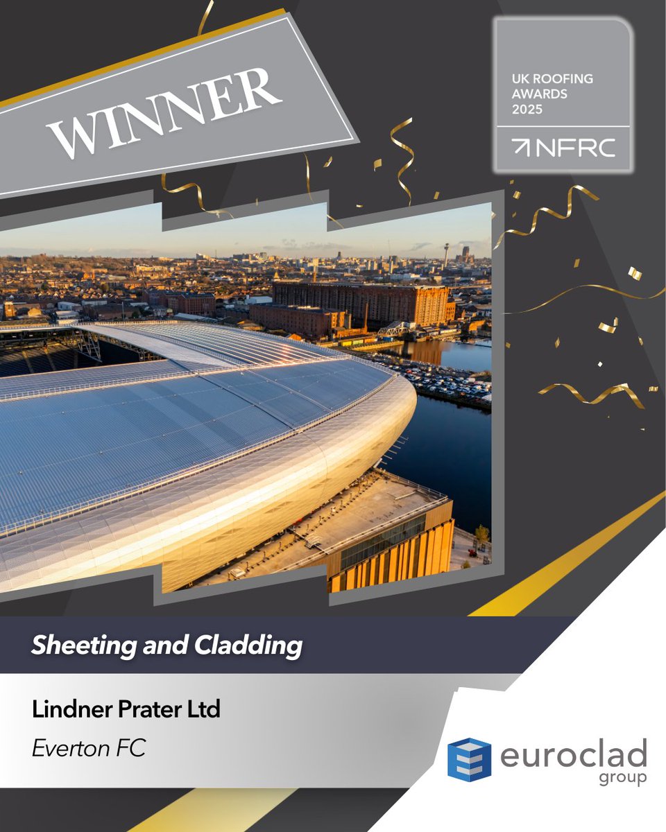 UK Roofing Awards (@ukroofingawards) on Twitter photo ๐ Congratulations to <a href="/Lindner_Prater/">Lindner Prater Ltd</a> with their project Everton FCโ๐ช๐๐ก๐ก๐๐ฅ๐ฆ of the Sheeting and Cladding category, sponsored by @eurocladuk
#RA2025 ๐ Congratulations to <a href="/Lindner_Prater/">Lindner Prater Ltd</a> with their project Everton FCโ๐ช๐๐ก๐ก๐๐ฅ๐ฆ of the Sheeting and Cladding category, sponsored by @eurocladuk
#RA2025