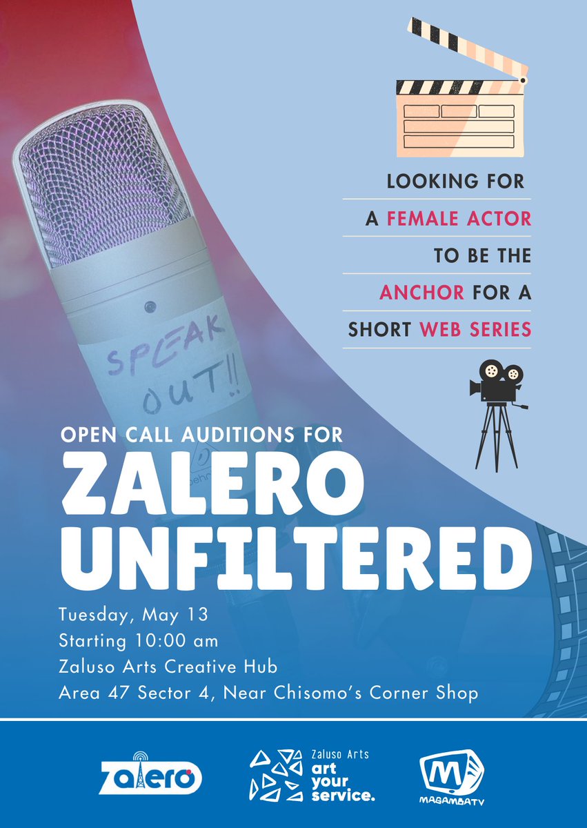 Sign up with the link below:
docs.google.com/forms/d/e/1FAI…

We are looking for a female actor to anchor an exciting short web series — bring your charisma and camera presence!

#zalerounfiltered #magambatv #zalusoarts #zaleronews