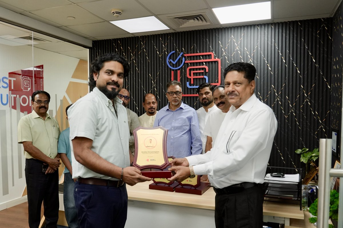 FSolutionMedia's tweet image. A proud and memorable moment at First Solution!
We were honored to welcome the esteemed leadership of the Palakkad Muslim League to our office:
• Marakkar Marayamangalath, District
President
• Adv. Siddique, District Secretary 
• ⁠P.E.A. Salam Master, District Treasurer