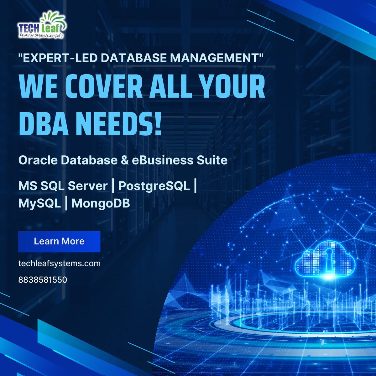 TECHLeafsystem's tweet image. You’ll never need anything outside our box — we cover all your DBA needs with care & expertise!
✔ Oracle, SQL, PostgreSQL, MySQL, MongoDB
✔ 24x7 Support | Performance Tuning | Remote DBA | Security | DR Planning
Call Now
#ManagedDBA #DatabaseSupport #TechleafSystems