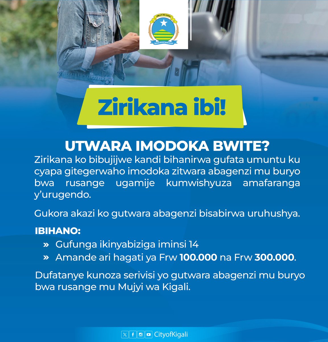 CityofKigali's tweet photo. 📌 Tuzirikane ibi. Imodoka zitwara abagenzi mu buryo bwa rusange muri #KigaliYacu ni izibifitiye uruhushya. https://t.co/Q18bmkbgWY