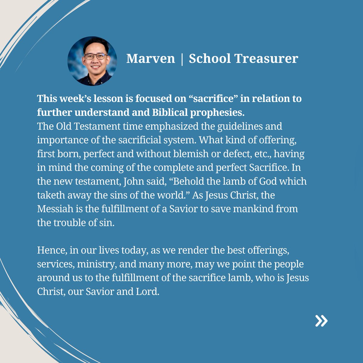 adventistasia's tweet image. This week’s #SabbathSchoolLesson—Lesson 6: Understanding Sacrifice—invites us to reflect on the depth of Jesus’ love and what it means to live a life of service and surrender.

As part of our diverse global church family, we’re blessed to hear reflections from our church workers