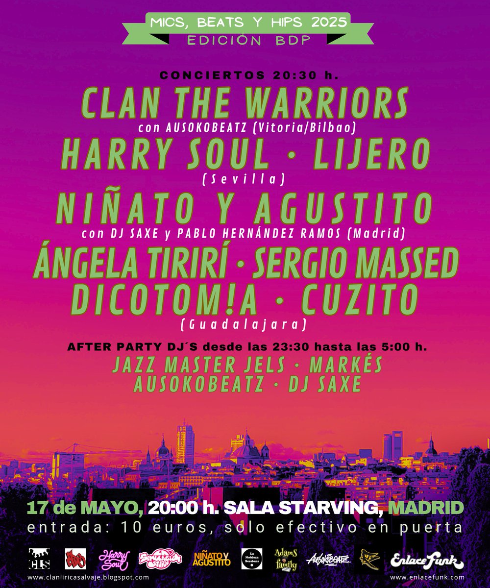 ⏳🪐A una semana del encuentro musical que marcará época, #NIÑATOYAGUSTITO con #DJSAXE y #PABLOHERNANDEZRAMOS en concierto junto a #CLANTHEWARRIORS con #AUSOKOBEATZ #HARRYSOUL #LIJERO #ANGELATIRIRI #SERGIOMASSED #DICOTOMIA #CUZITO y dj's all night long, #hiphopdontstop!🎤🎧🎶🔥❤️
