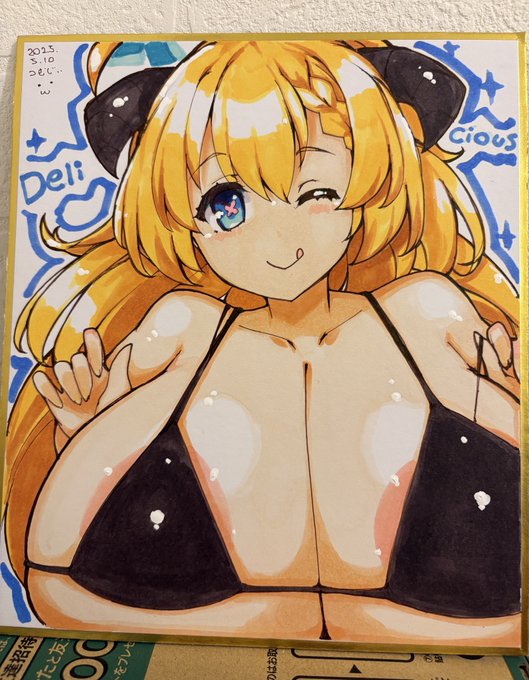 色紙アカリ(水着)あと1枚くらいは描けそう 