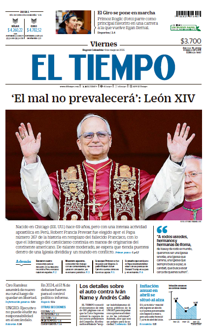 ELTIEMPO's tweet photo. 🌞 Buenos días. Esta es la portada del periódico EL TIEMPO para este viernes. 📰

Inicie el día bien informado con las principales noticias de Colombia y el mundo. ⬇️ https://t.co/7AB2HoCUCC