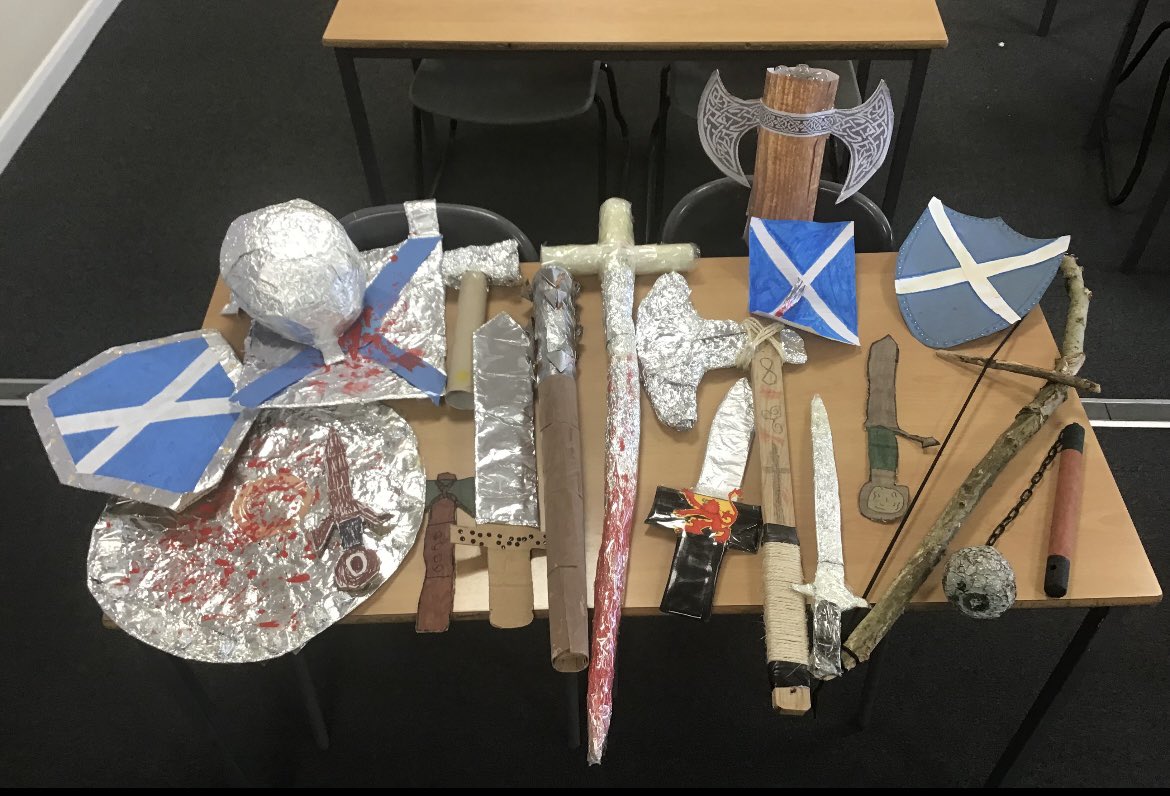 S1 have produced some fantastic weapons and shields to finish off their Wars of Independence topic! ⚔️🛡️🏹
<a href="/social_sahs/">St. Andrew's Soc Sub</a> <a href="/StAndrewsHS/">St Andrew's High</a>