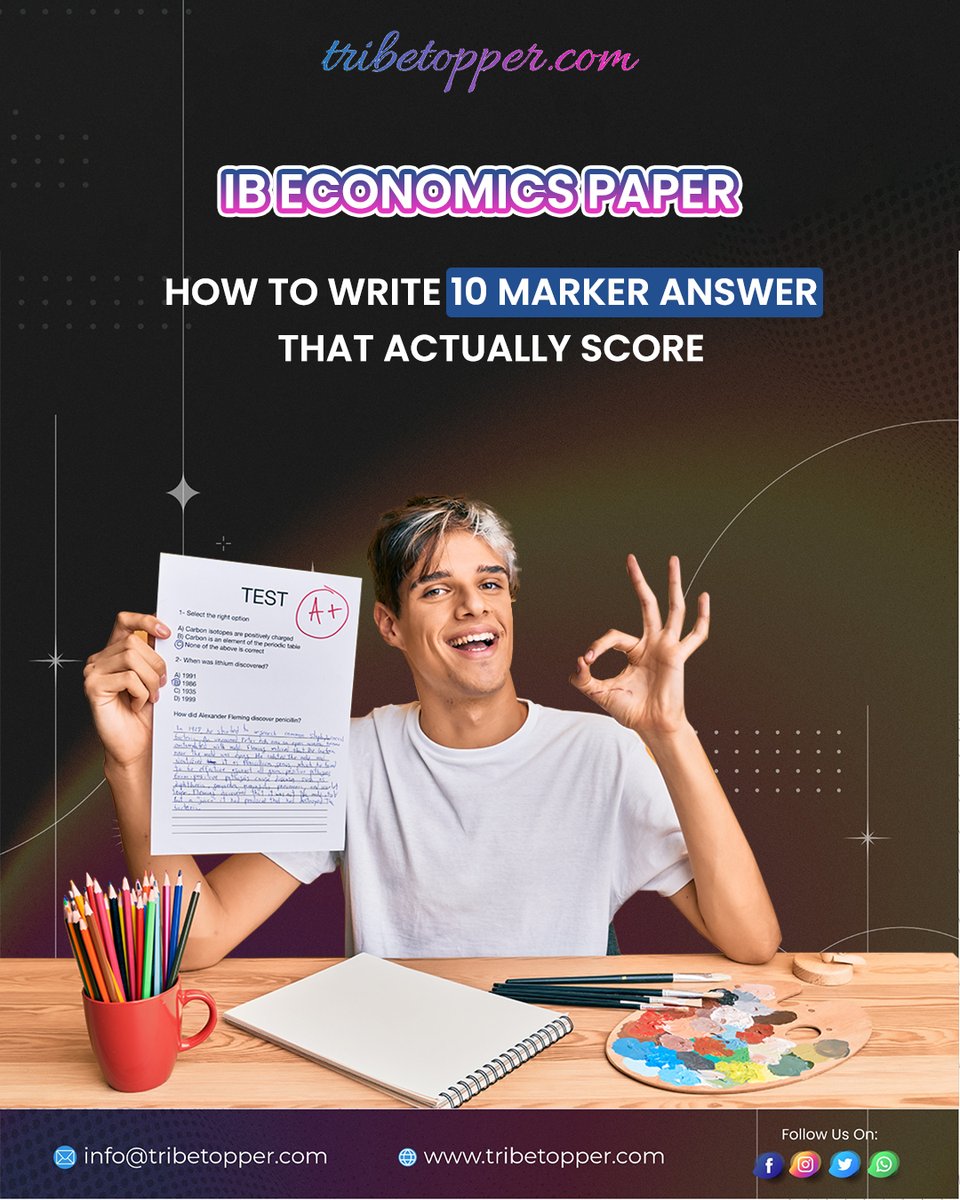 TribeTopper's tweet image. 🎯 IB Econ Students, this one’s for you!
Struggling with 10-mark questions? Here’s the foolproof formula to actually score in Paper 1 & 2! 💯
Swipe 👉 to learn the 5-step structure every top scorer follows:
📌 Define Smartly
📌 Draw with Purpose
📌 Explain Clearly
#IBMYP