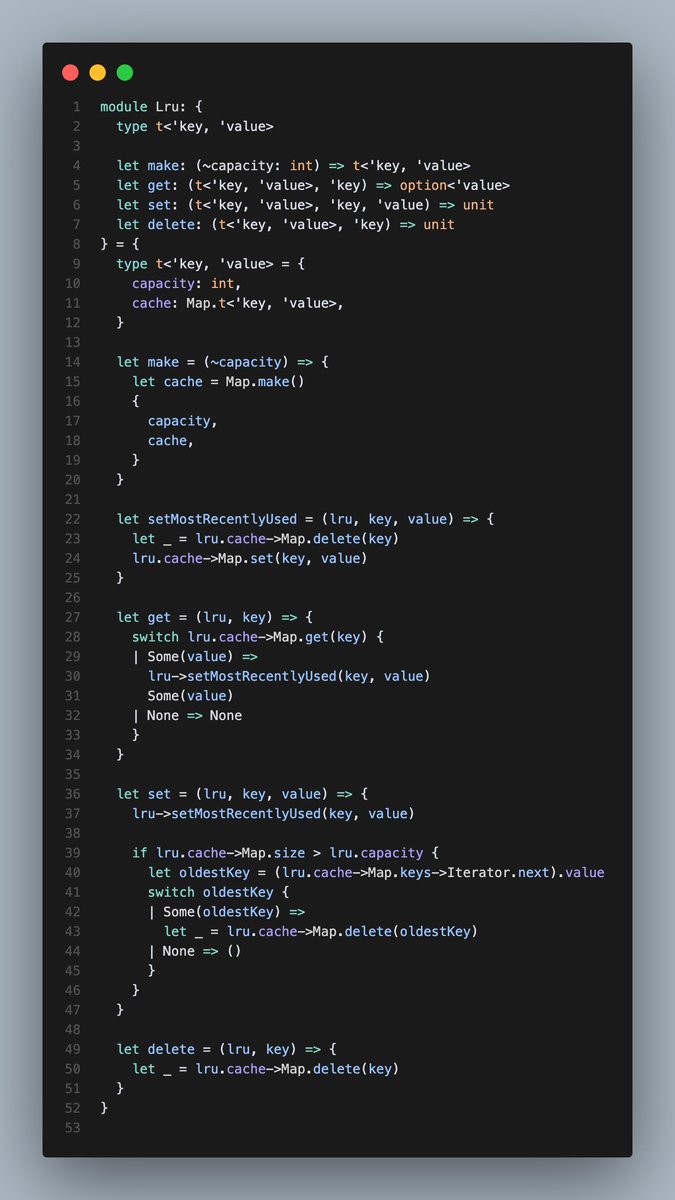 ___zth___'s tweet image. This is an awesome trick by @dillon_mulroy! 

Since I love ReScript, here&apos;s the same example but in a functional style since ReScript doesn&apos;t use classes.

Check this thread out if you&apos;re curious about ReScript (or the functional style) and I&apos;ll walk you through the code 🧵
