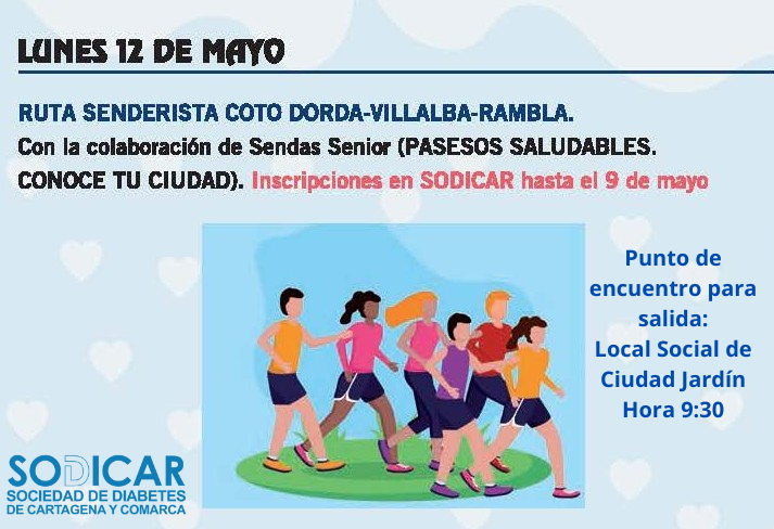 Sodicar's tweet image. ¡Vamos!
Os esperamos el lunes a las 9:30 horas en el Local Social de Ciudad Jardín para dar inicio a este paseo saludable de la mano de la Asociación Sociocultural Sendas Senior