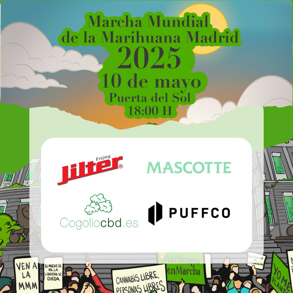💚 Muchas gracias a las marcas que apoyan la #MMMM25:

👉 Jilter.ch
👉 <a href="/puffco/">Puffco</a> 
👉 Mascotte.es
👉 CogolloCBD.es

🌿 Juntas sembramos derechos y cosechamos libertades.
¡Nos vemos el 10 de mayo en las calles!