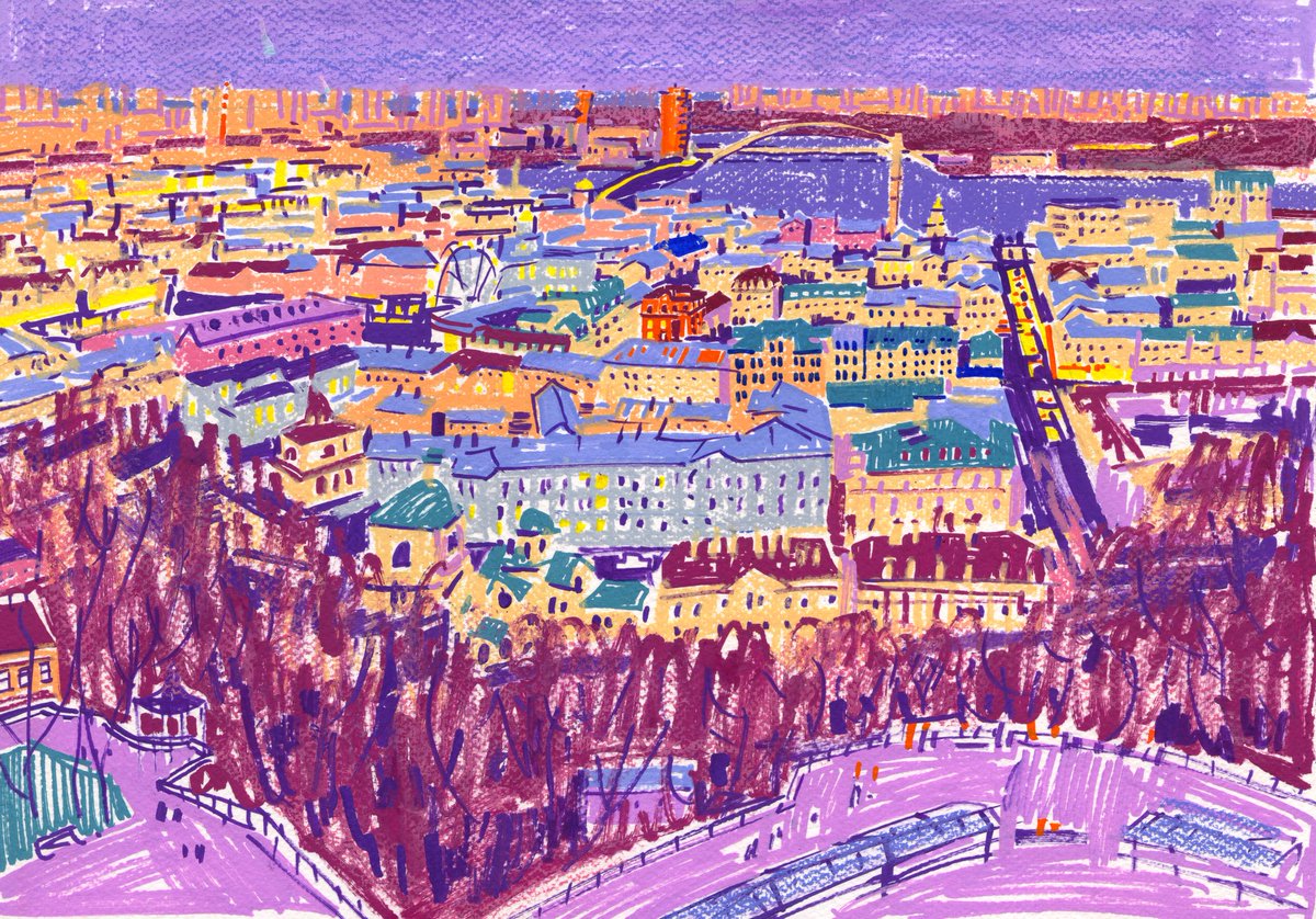 Violet evening over Podil