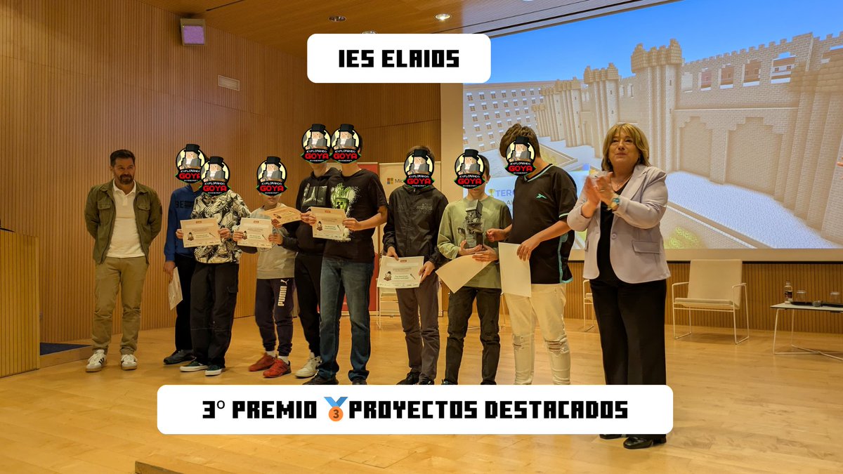 📍Entrega a los mejores proyectos del I Concurso Arte en la Nube: Explorando Goya en #Minecraft 

🥇IES Clara Campoamor Rodríguez
🥈Colegio Condes de Aragón
🥉IES ELAIOS

<a href="/MicrosoftES/">Microsoft España</a>, <a href="/FundIbercaja/">Fundación Ibercaja</a> y <a href="/GobAragon/">Gobierno de Aragón</a>

Enhorabuena a todos 🏆 👏🏻