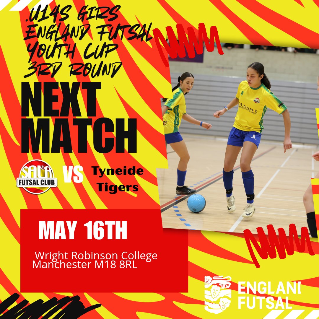 Sala Futsal Club (@salafutsalclub) on Twitter photo Our 14s girls are back on court in the <a href="/EnglandFutsal/">England Futsal</a> National Youth Cup 3rd round next Friday 16th as they take on <a href="/tynesidetigers/">Tyneside Tigers</a> at <a href="/WriRobLeisure/">Wright Rob Leisure</a> #Futsal #Tameside Our 14s girls are back on court in the <a href="/EnglandFutsal/">England Futsal</a> National Youth Cup 3rd round next Friday 16th as they take on <a href="/tynesidetigers/">Tyneside Tigers</a> at <a href="/WriRobLeisure/">Wright Rob Leisure</a> #Futsal #Tameside