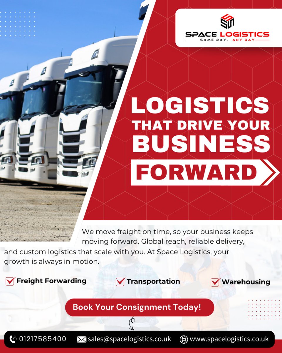 Rely on Spacelogistics to drive your business forward—with expert freight forwarding, trucking, and warehousing services that keep your operations running smoothly across the UK.

👉 Call to book on 📲 01217585400