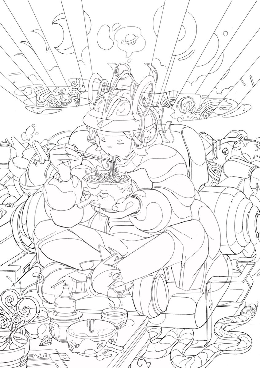 Line work completed for a new piece currently in progress— colouring up next #wip🚧