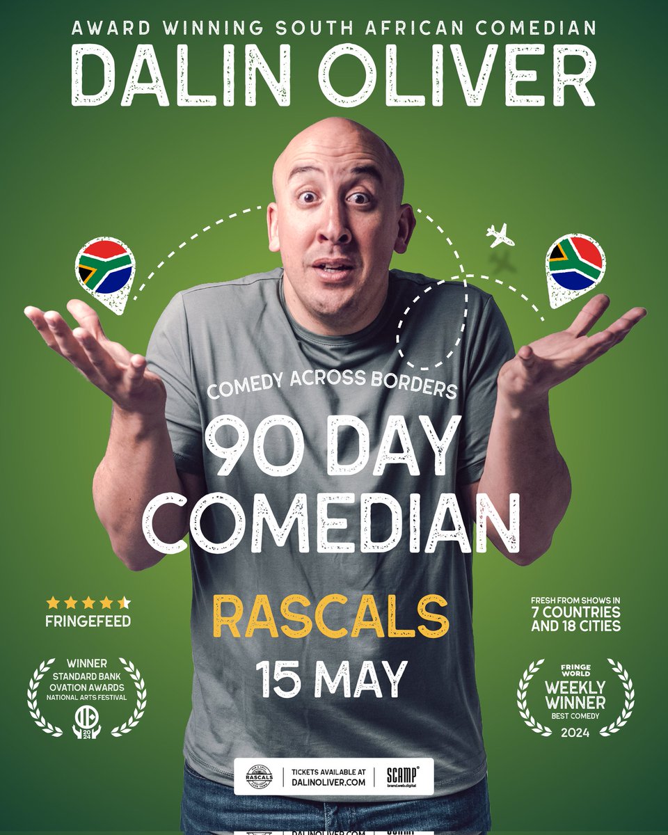 IG:dalinoliver (@dalinoliver) on Twitter photo LIVE COMEDY AT RASCALS 🇿🇦
Awê people of the Southern Suburbs. I'm lekker excited to perform my one man show, 90 Day Comedian, at Rascals in Kenilworth. I can't wait to see you there. Thanks for the love and support 💙 LIVE COMEDY AT RASCALS 🇿🇦
Awê people of the Southern Suburbs. I'm lekker excited to perform my one man show, 90 Day Comedian, at Rascals in Kenilworth. I can't wait to see you there. Thanks for the love and support 💙
