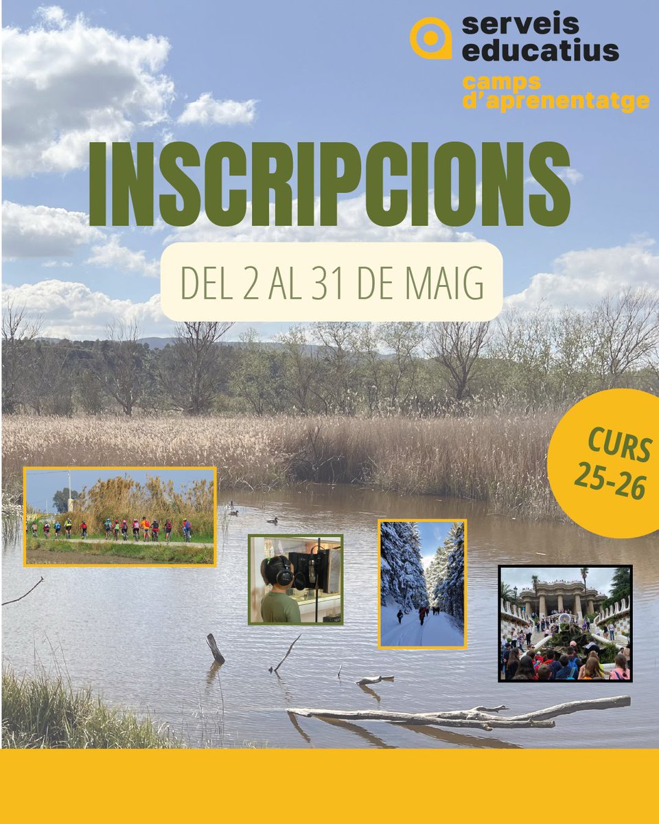 Ja és obert el període d'inscripcions als Camps i Entorns d'Aprenentatge, per al curs 2025-2026. Trobareu tota la informació a l'enllaç!

📅 Fins al 31 de maig

🔗 xtec.gencat.cat/ca/serveis/ses…

#AlsCentres