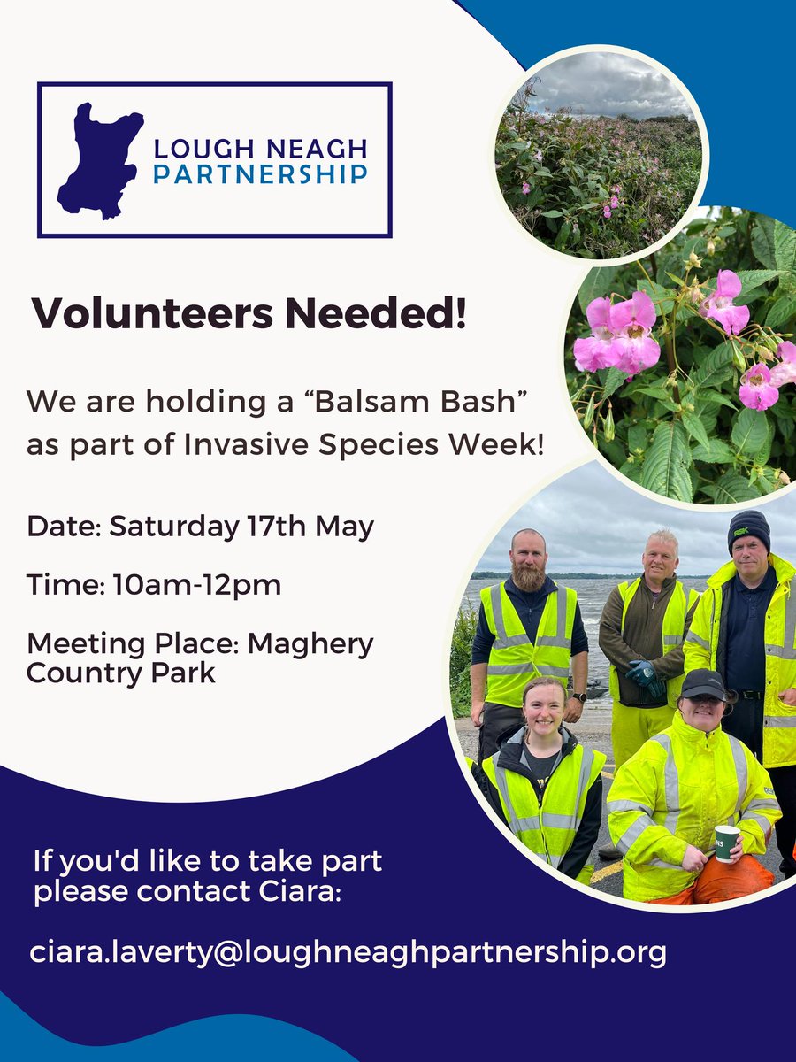 InvasivespeciesNI (@invasni) on Twitter photo Why not volunteer for a Local Action Group over the weekend?
The <a href="/loughneaghpart/">Lough Neagh Partnership</a> is holding a Balsam Bash tomorrow at Maghery Country Park #GetINNSvolved!
Details on the poster below 👇 Why not volunteer for a Local Action Group over the weekend?
The <a href="/loughneaghpart/">Lough Neagh Partnership</a> is holding a Balsam Bash tomorrow at Maghery Country Park #GetINNSvolved!
Details on the poster below 👇