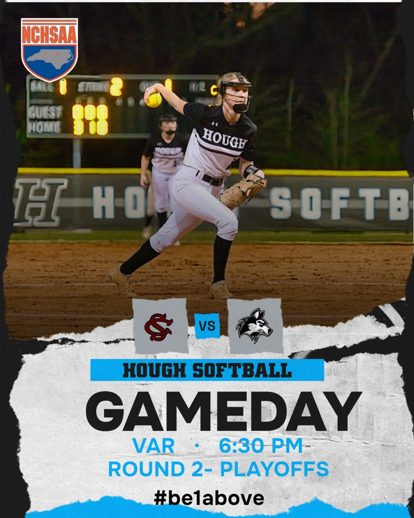 GAME DAY FRIDAY! Huskies take on South Caldwell in the 2nd Round of the State Playoffs! Come out and support the Huskies. #be1above <a href="/HoughAthletics/">Hough HS Athletics</a> 
📍@ HOME
⏰ @ 6:30