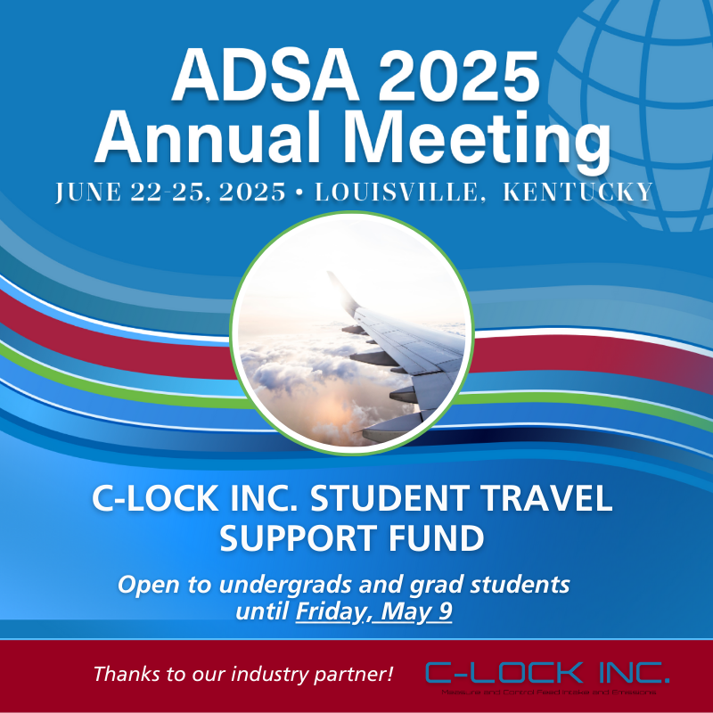 ⭐FINAL DAY ⭐ Students, apply for student travel support to #ADSA2025! One undergraduate and one graduate student winner will receive a paid conference registration &amp; hotel accommodation for #ADSA2025 courtesy of <a href="/CLockLivestock/">C-Lock Inc.</a>! 

Apply: ow.ly/YwiQ50VKIYY