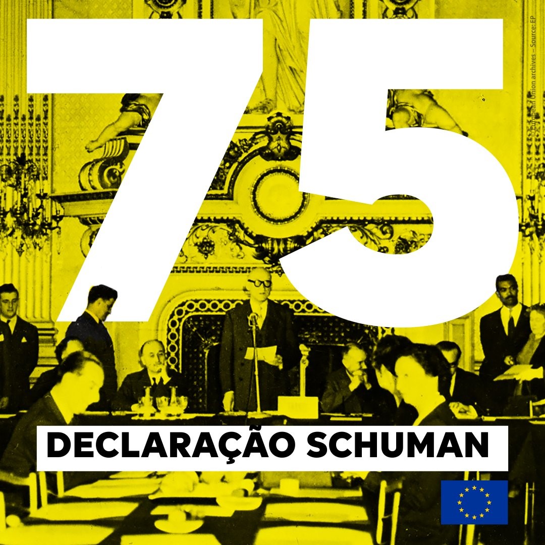 Hoje celebramos o #DiadaEuropa e a 75 anos desde a Declaração Schuman que nos unem em valores da igualdade, da liberdade e do respeito pelos direitos humanos. #juntosmaisfortes