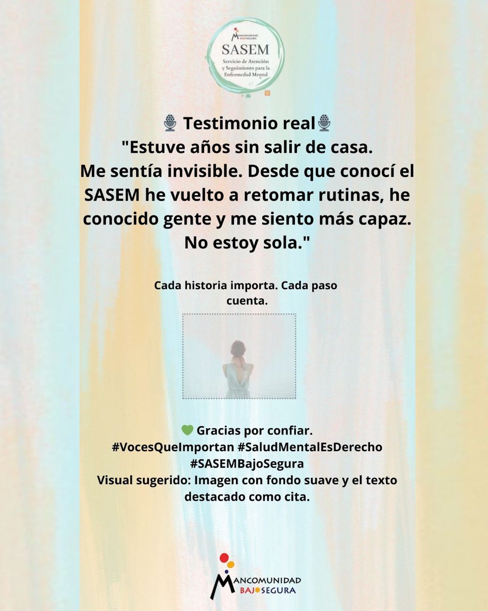 MancomunidadBS's tweet image. ➡️ Desde el #SASEM de la #ManocmunidadBajoSegura queremos compartir este testimonio real de una de nuestras integrantes. 

Muchas gracias por compartir.